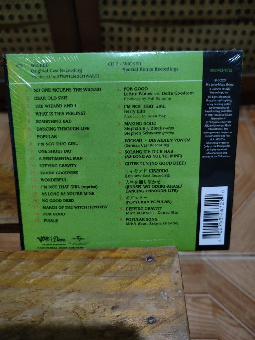 Wicked CD Deluxe Album, 2 CD (Category: CDs & DVDs) located in Paranaque City. Submitted by jnthn.c (Listing ID 1462405338, Image 2). Description: sealed.