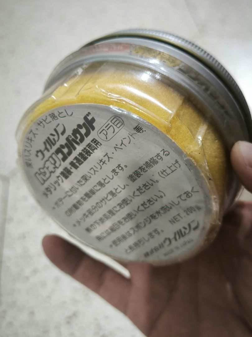 Willson Hanneri Paste Compound Car Polish – Coarse Grade (Rust & Deep Scratch Remover) (Category: Cleaning Tools & Supplies) located in Angeles City. Submitted by yellowbrickstore (Listing ID 1462417277, Image 2). Description: Original Japanese surplus Willson Hanneri Paste Compound (Coarse / Arame grade). Specially formulated to remove deep scratches, surface rust, bird drop stains, stubborn oxidation, and tar marks on automobile bodies and meta