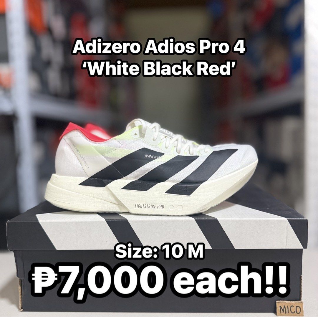WTS‼️ ADIOS PRO 4 WHITE BLACK RED (Category: Sneakers) located in Tanauan. Submitted by suelasdistrito (Listing ID 1462402122, Image 1). Description: WTS‼️ ADIOS PRO 4 WHITE BLACK RED ₱7,000 only!! (₱13,000 SRP) Size: 10 M Bnds Complete Tanauan, Batangas Can ship nationwide.