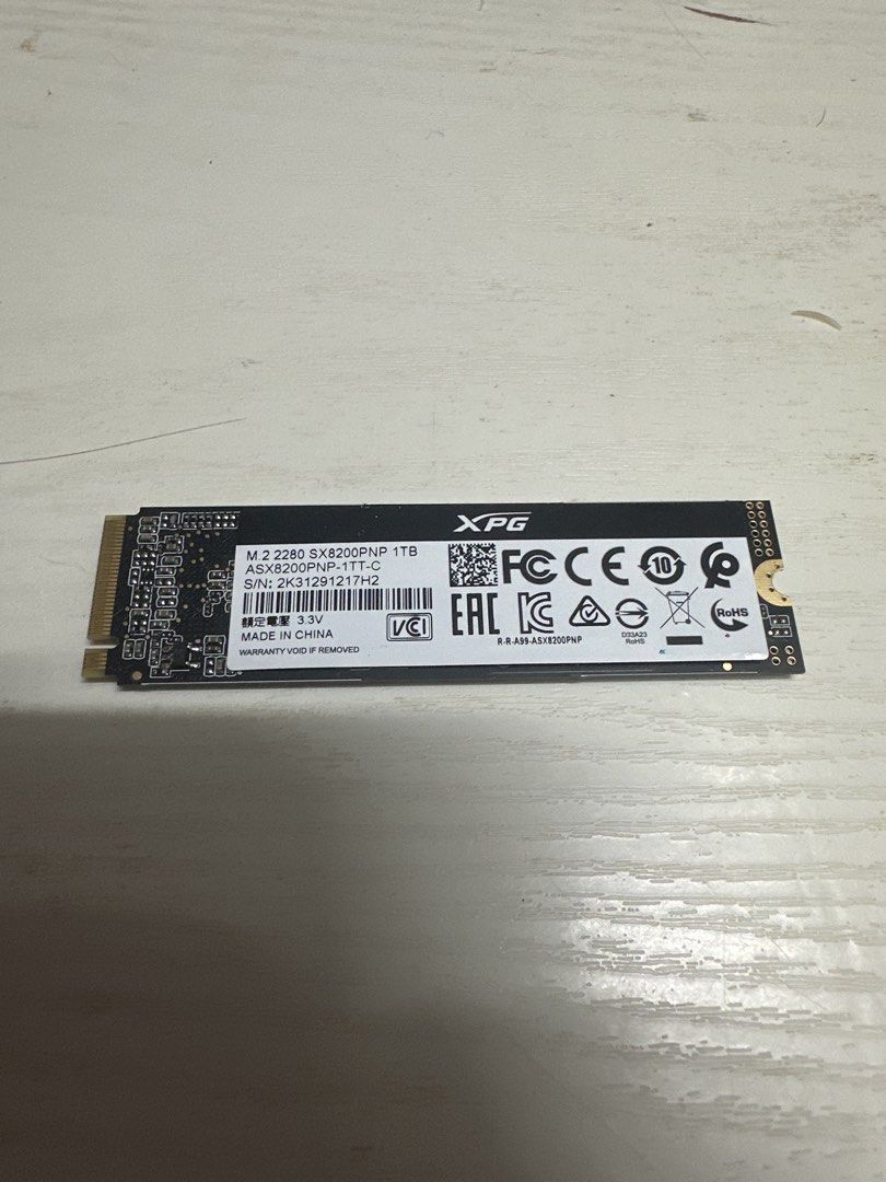 XPG SX8200PNP 1TB M.2 NVMe SSD （分類：硬碟及儲存器）位於 Hong Kong。 由 same001246 提交（商品編號 1462403613，圖片 1）。簡介： 讀寫速度快，適合打機同剪片。買錯咗所以放。有單據，保養未開始計。有興趣就問下啦。。
