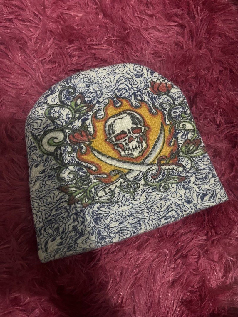 Y2k Ed Hardy Skull Beanie (Rare) (Category: Beanies) located in Manila. Submitted by miguelito- (Listing ID 1462376382, Image 1). Description: Ed Hardy Christian Audigier Skull Vintage Y2k Hype Beanie.