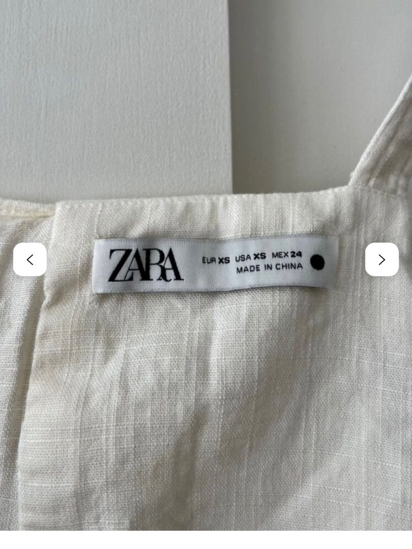 Zara Embroided Linen Top (Category: Others Tops) located in Davao. Submitted by theresetshelf (Listing ID 1462356038, Image 3). Description: 💐off white linen blend 🌷 delicate floral embroidery 🌹beaded strap detail 🌸 tie-back 🌼XS on tag but can be fit to small med..