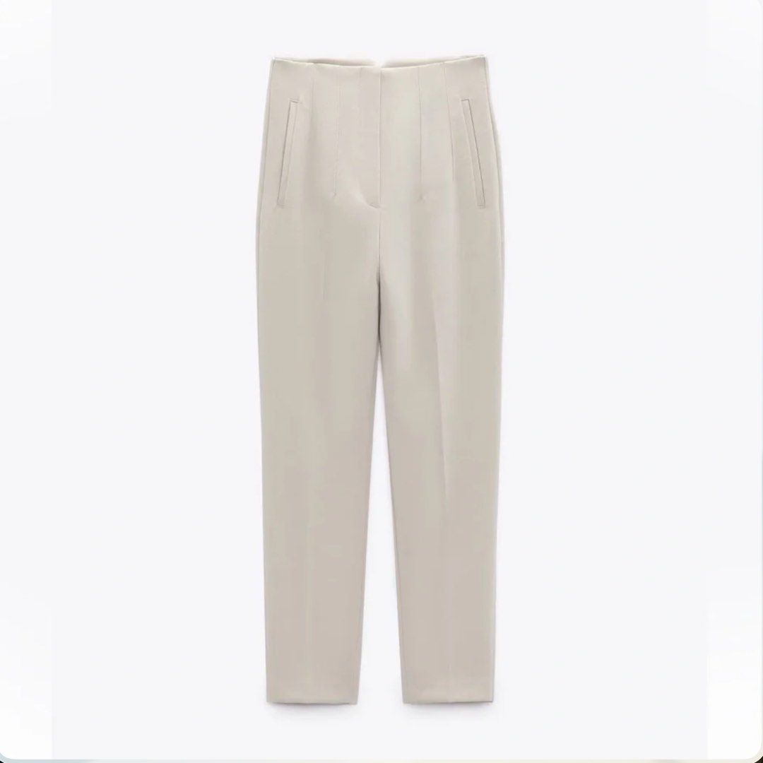 Zara High Waisted Trousers (Category: Other Bottoms) located in Pasig City. Submitted by blt78 (Listing ID 1462290282, Image 1). Description: Zara High Waisted Trousers - beige/cream - size S - high-waisted and slim fit - only worn once, bought for ₱2,500+ RFS: decluttering.