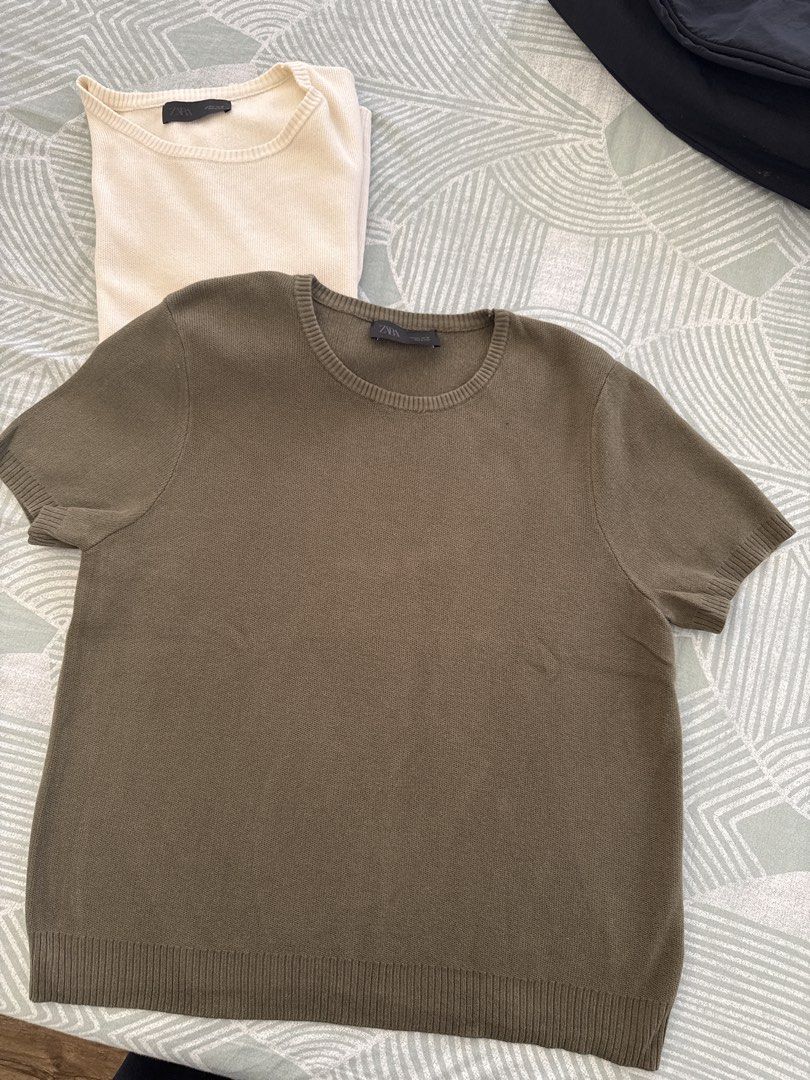 Zara Knit T-shirt (Category: Shirts) located in Manila. Submitted by pamelaurso90843 (Listing ID 1462265096, Image 1). Description: - size : large - Colors: Olive Green - Style: Short-sleeved, crew neck - Texture: Subtle knit - Versatile basics for everyday wear - Ideal for layering or wearing on their own.