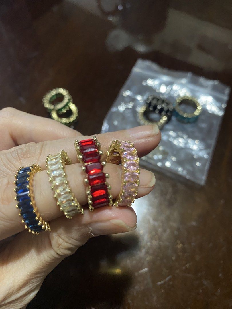 Zircon Red, Blue, White & Pink Rings 4pcs. (adjustable) (Category: Rings) located in Pasig City. Submitted by xhuming-2 (Listing ID 1462331077, Image 3). Description: .