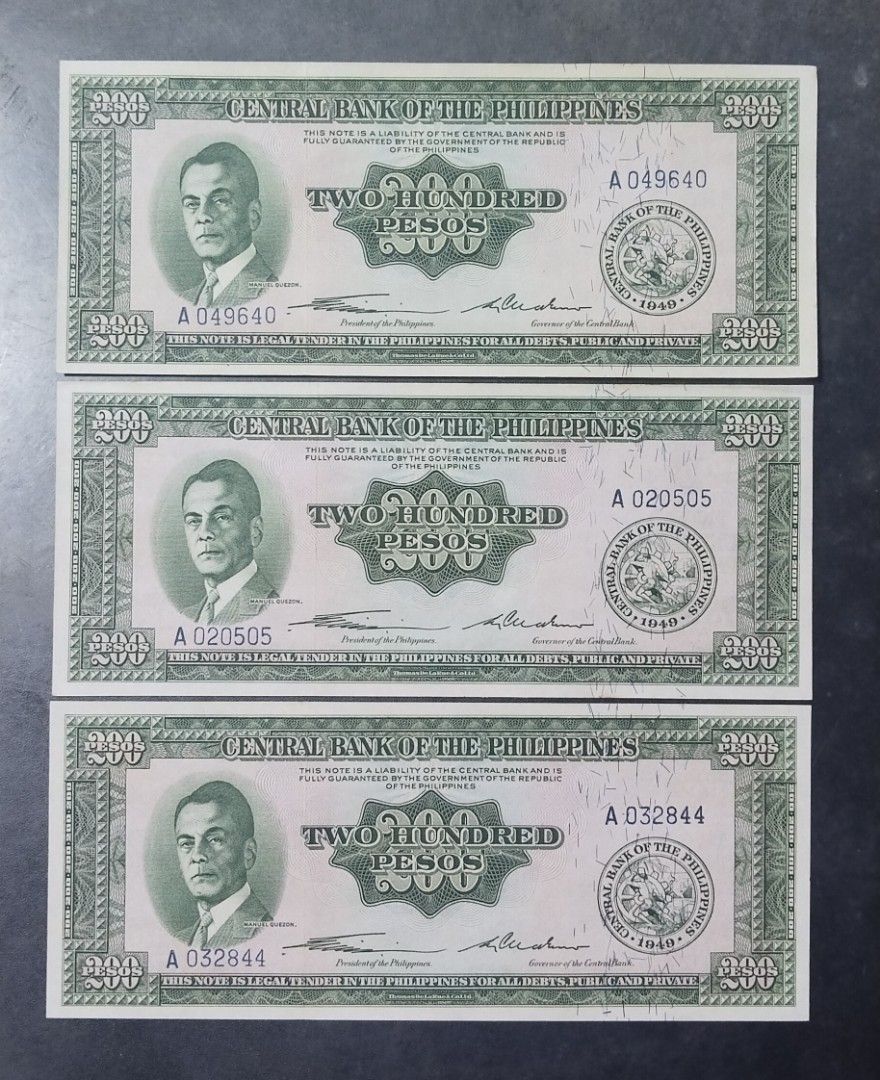 200 pesos English Series (Category: Currency) located in Manila. Submitted by wildcrystal.3b537c (Listing ID 1462644188, Image 1). Description: Unc cond No fold 700 each Buy all for 2k.