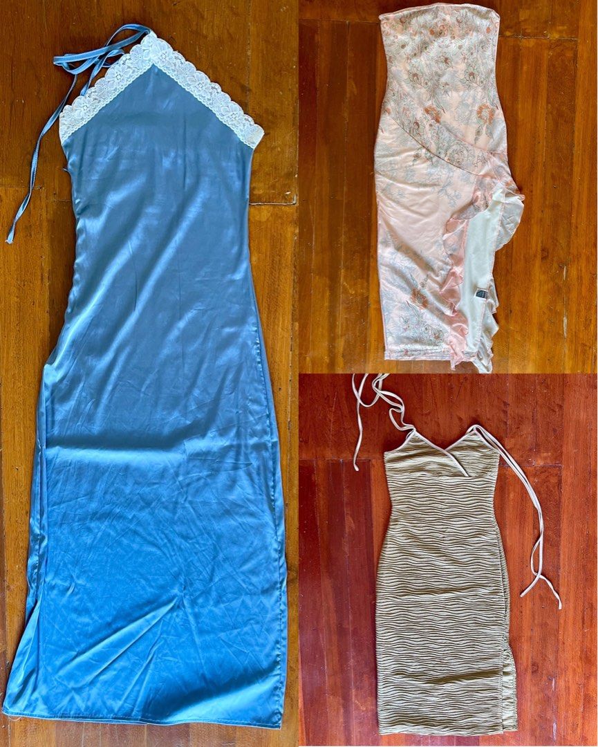 3 Dresses Bundle | Fits S–M (Category: Dresses) located in Binan City. Submitted by preloved.june (Listing ID 1462457543, Image 1). Description: Dresses Bundle - tube dress: never used, only fitted once :> - blue dress: like new, worn twice only - green dress: worn once only - Size: S (fits S–M) - RFS: decluttering + don’t really have anywhere to wear them lol MOP: GCash or GoTyme Delivery: Lalamove, J&T, or LBC (𝘋𝘦𝘭𝘪𝘷𝘦𝘳𝘺 𝘧𝘦𝘦 𝘴𝘩𝘰𝘶�