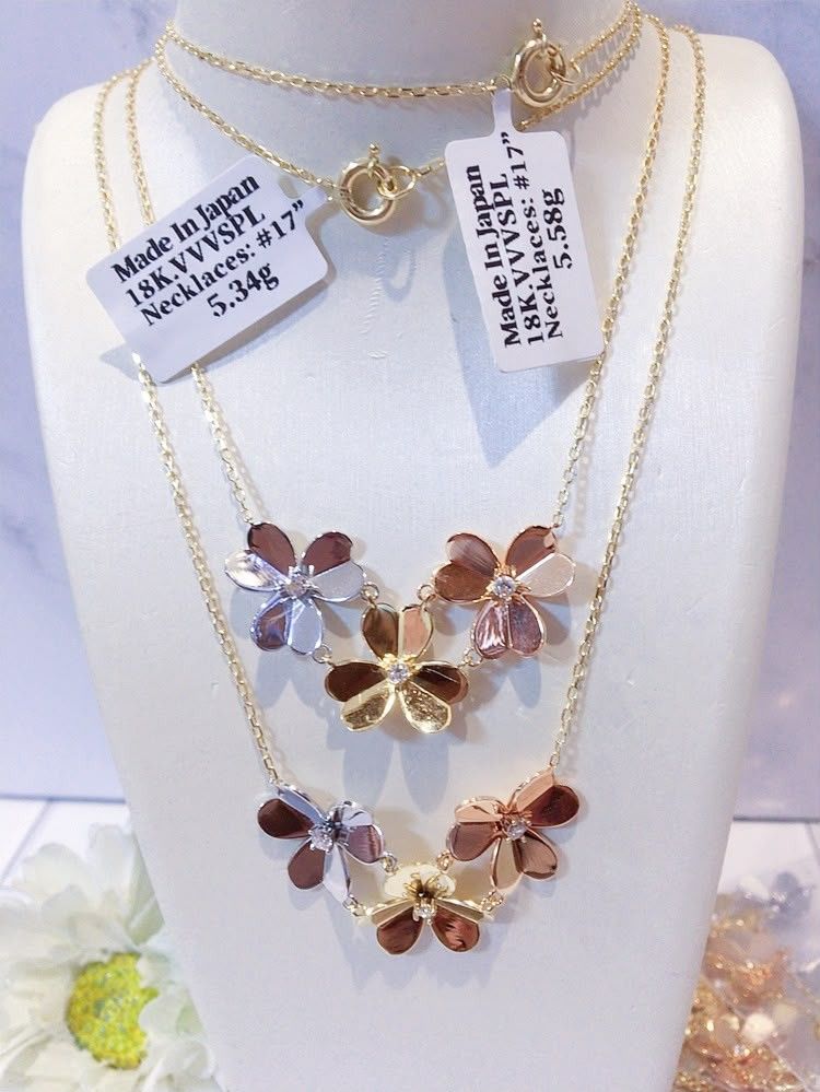 3flowers necklace 18k gold (Category: Necklaces) located in Manila. Submitted by primejewelry (Listing ID 1462445829, Image 1). Description: .