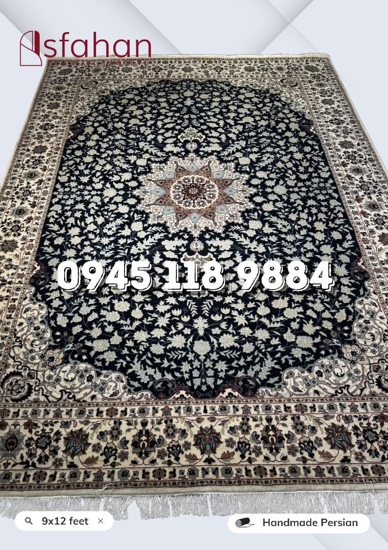 9x12feet Handmade Persian Carpet (Category: Carpets, Mats & Flooring) located in Pasig City. Submitted by isfahan999 (Listing ID 1462622779, Image 1). Description: PURE, PREMIUM, AND AUTHENTIC PERSIAN CARPET Quality: Pure Handmade Design: Persian Material: Wool Size: 9x12 feet Disclaimer: Please note that actual product colors may deviate from what is displayed on screen. We highly recommend viewing the products in person. Carpet demonstrations a