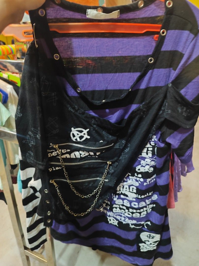 ACDC RAG Black Purple Horizontal Stripes Punk Gothic (Category: Others Tops) located in Iloilo. Submitted by cynehllevie (Listing ID 1462579223, Image 2). Description: 🍥SOLD starting price 🍥₱360 🍥bid increments ₱30.