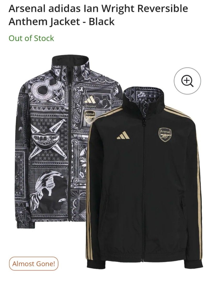 Adidas Arsenal Ian Wright Reversible Anthem Jacket (Category: Coats, Jackets and Outerwear) located in Manila. Submitted by PrinceDani.Clothing (Listing ID 1462529577, Image 2). Description: Adidas Arsenal Ian Wright reversible jacket xl on tag 22in width 27in length excellent condition .