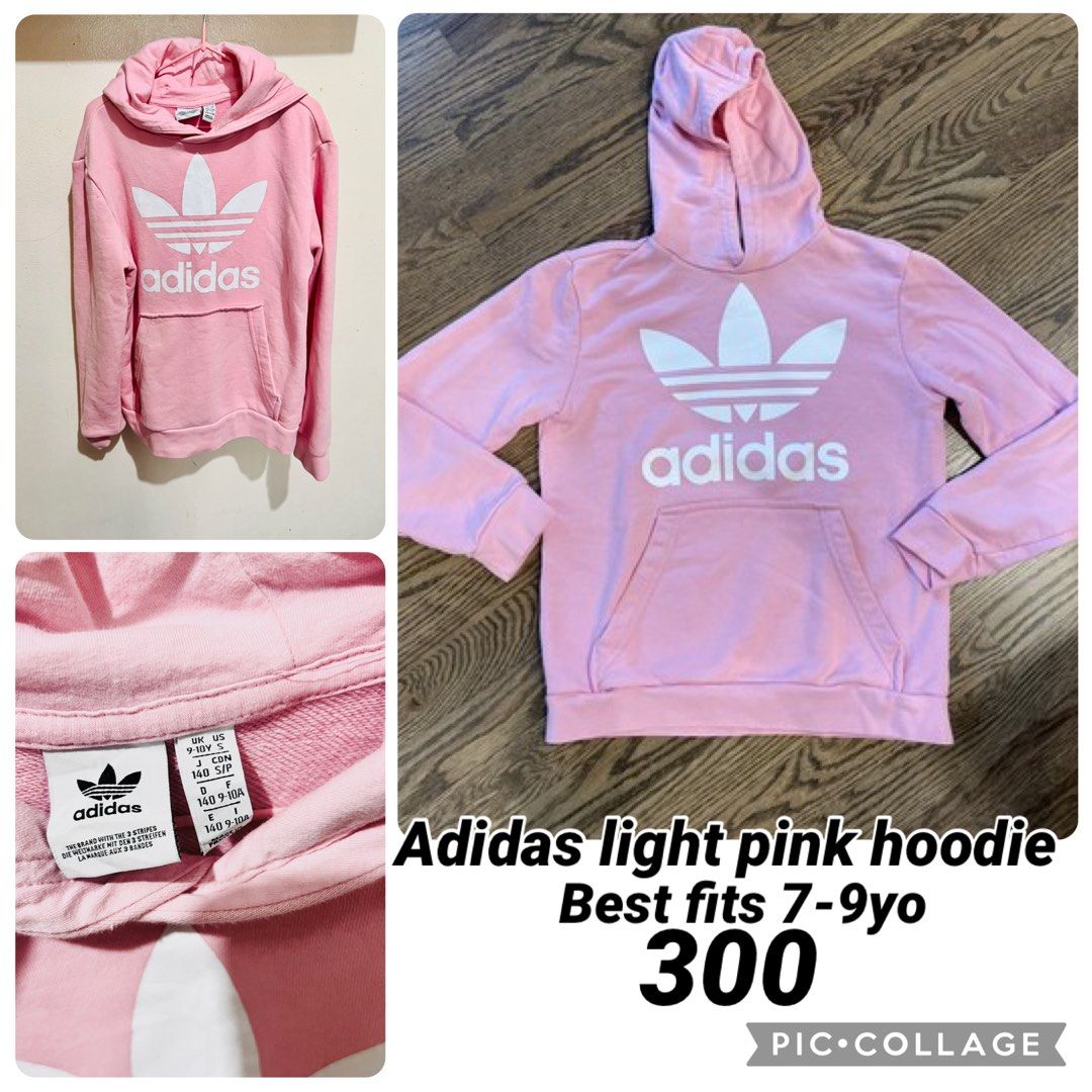 Adidas pink hoodie (Category: Babies & Kids Fashion) located in Mandaluyong City. Submitted by misssssscarlet (Listing ID 1462613379, Image 1). Description: Selling as is Light pink hoodie 350 size 9-10yo.