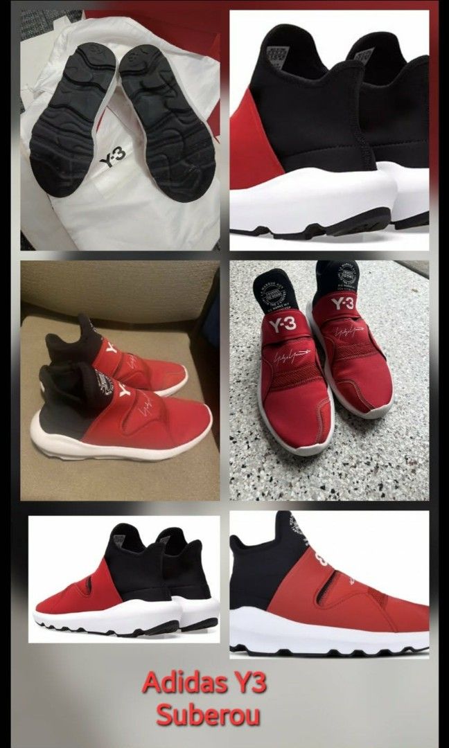 Adidas Y3 Suberou (Category: Sneakers) located in Paranaque City. Submitted by calm_youngstore7 (Listing ID 1462549010, Image 1). Description: Bold red-and-black Adidas Y-3 Suberou "Chili Pepper" sneakers, highlighted by a distinctive wide forefoot strap and a crisp white midsole. adidas Y-3 Suberou in the "Chili Pepper" Red colorway Designed as part of the ongoing collaboration between adidas and legendary Japanese fashion designer Yohji Yamamot