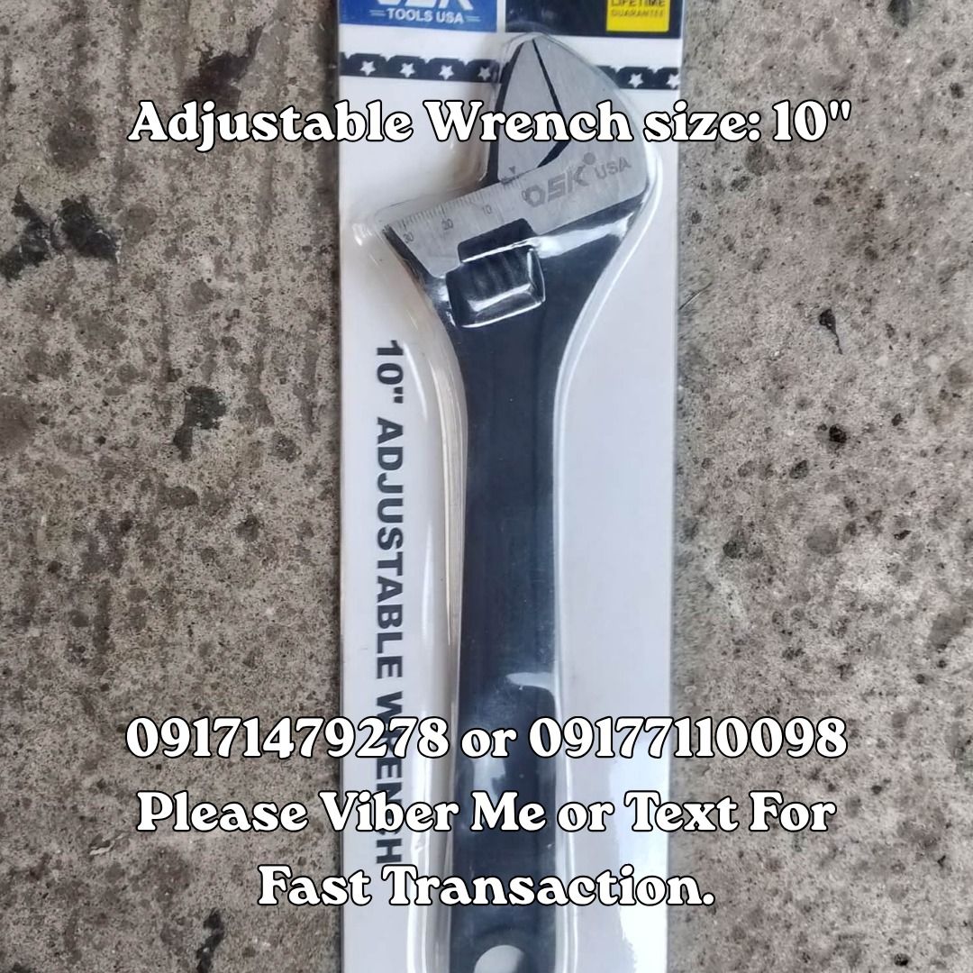 Adjustable Wrench size: 10" (Category: Home Improvement Tools & Accessories) located in Manila. Submitted by 09171479278_elsie. (Listing ID 1462451036, Image 1). Description: Adjustable Wrench size: 10".