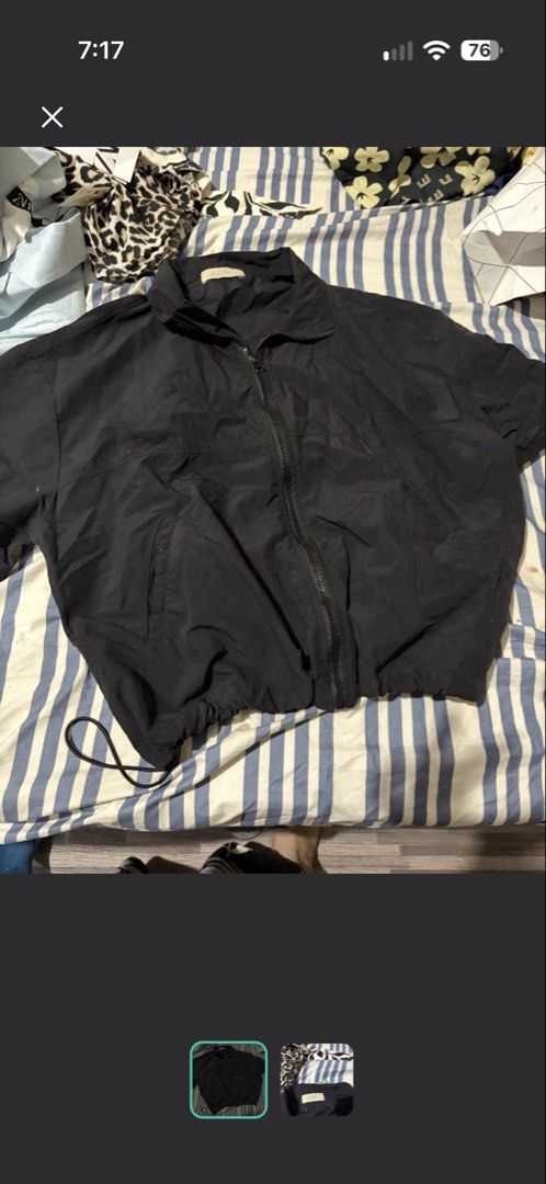 AER Spring Jacket Black (Category: Coats, Jackets and Outerwear) located in Manila. Submitted by raymond28165 (Listing ID 1462578871, Image 2). Description: - AER black spring jacket - Short sleeves with elastic cuffs - Zip-up front with collar - Elastic hem - Brand new with tags attached - Never worn.