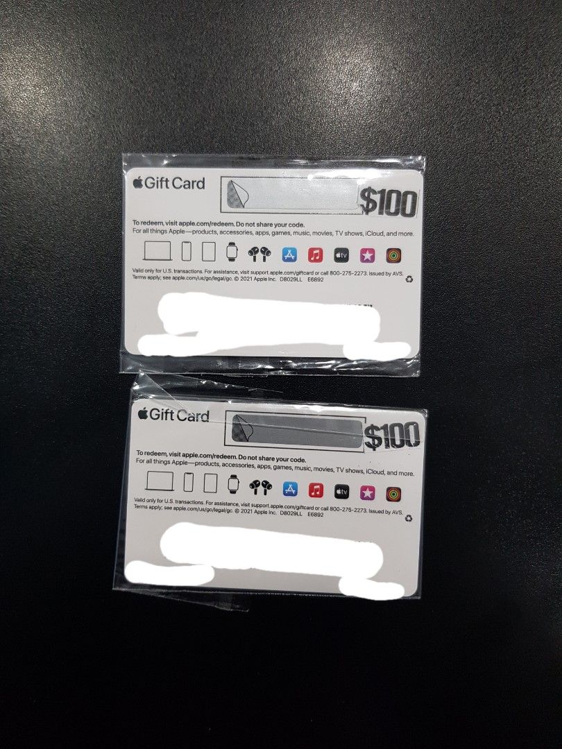 Apple Gift Card (Category: Store Credits) located in Quezon City. Submitted by spo0kyjin (Listing ID 1462522350, Image 2). Description: Apple Gift Card $100 2 pcs - 5100 php each - 9900 php if both Bough it last 2022 but no expiration naman Can also send receipt for proof.