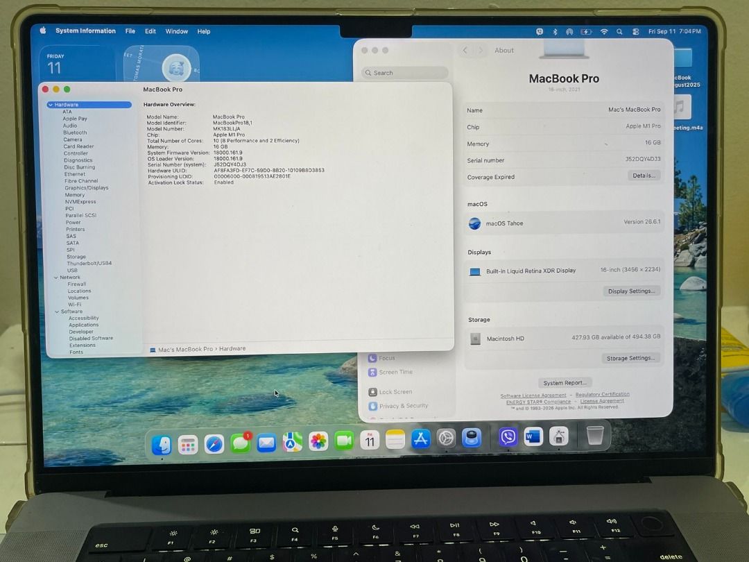 Apple MacBook Pro 16-inch (Category: Laptops & Notebooks) located in Quezon City. Submitted by mac.r (Listing ID 1462604045, Image 3). Description: - MacBook Pro 16-inch - 16GB - Updated iOS - Ideal for work and creative projects, designer - Includes original charger - From the US (2021) - with hard casing - no box RFS: not using.