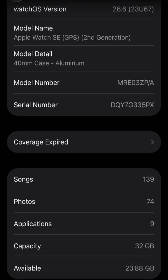 Apple Watch SE (2nd Generation) (Category: Wearables & Smart Watches) located in Meycauayan. Submitted by boldgem_0c26ef (Listing ID 1462506286, Image 2). Description: Selling my apple watch SE 2nd Generation 40 mm 78% Battery Health Comes with original box, charger, and cases RFS: Might upgrade NO SWAPS Slightly negotiable Pay first before delivery.