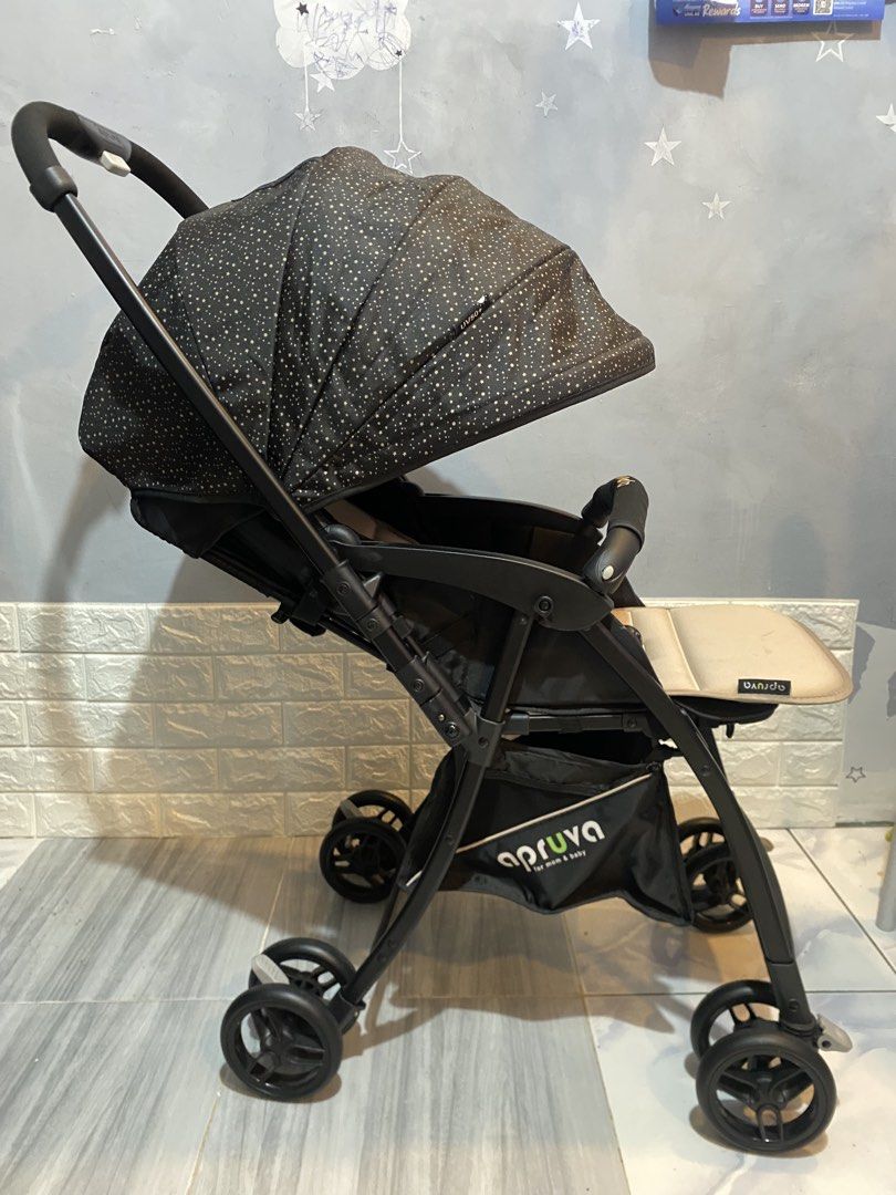 AprUva Stroller Newborn to Toddler (Category: Strollers) located in Marikina City. Submitted by jewelklein08 (Listing ID 1462484624, Image 1). Description: - Lightweight stroller for easy carrying. - Fun star-patterned canopy. - Swivel wheels for effortless maneuvering. - Convenient storage basket underneath. - Neutral beige seat for a classic look. - Ideal for everyday outings with your baby..