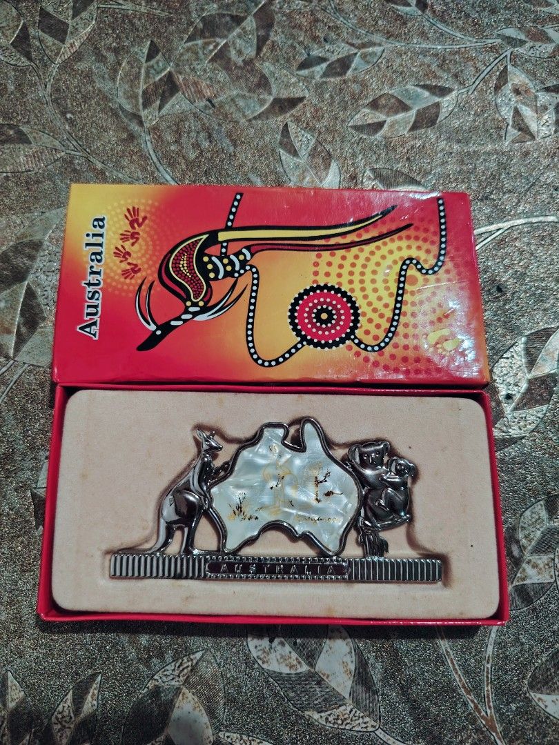 Australia Kangaroo Koala Map Souvenir Magnet (Category: Other Home Decor) located in Bulacan. Submitted by mixtoys.ph (Listing ID 1462518078, Image 1). Description: - Cute souvenir magnet featuring Australia's map. - Adorable kangaroo and koala design. - Includes original box with Aboriginal art. - Ideal for collectors or as a gift. - A lovely reminder of Australia..