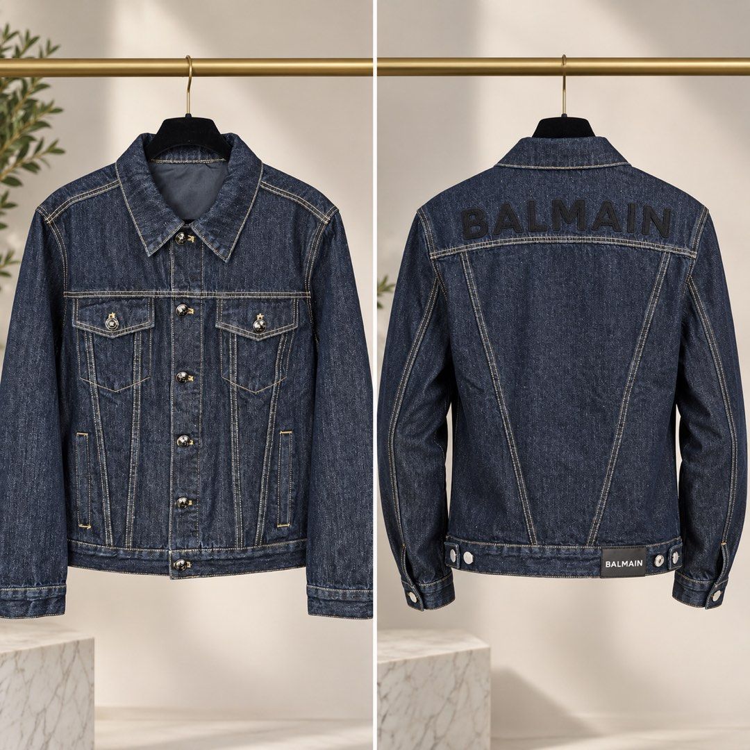 AUTHENTIC BALMAIN PARIS DENIM JACKET | BNWT (Category: Luxury Apparel) located in Cavite. Submitted by charmscloset888 (Listing ID 1462602500, Image 1). Description: 📌 Size basis is for MEN. Women can wear this too — we recommend going 1 size down for a more fitted/regular women’s fit. 🤍 ✨ PRE-ORDER ALSO AVAILABLE Other sizes may be available via pre-order. 🇦🇪 FREE SHIPPING — Dubai to PH 📦 ETA: 2–3 weeks AUTHENTICITY GUARANTEED 🤍 All items 