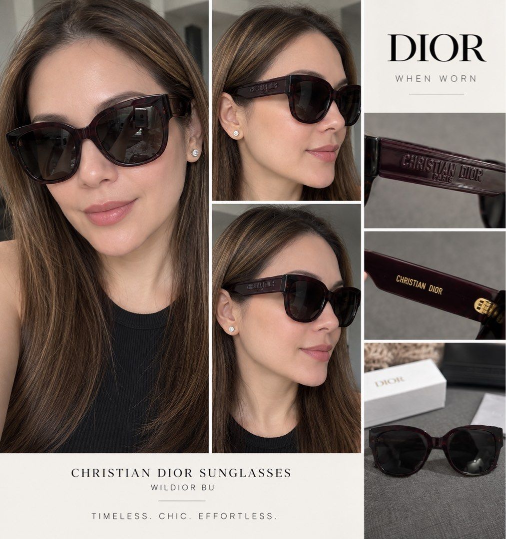 AUTHENTIC CHRISTIAN DIOR WILDIOR BU SUNGLASSES (Category: Luxury Accessories) located in Pasig City. Submitted by jjjj0987 (Listing ID 1462608921, Image 3). Description: Selling low. This retails Php24,000 to 25,000 Classic oversized frame in a beautiful deep burgundy/dark plum color with dark lenses. Very chic and timeless—perfect for everyday wear, travel, or dressing up an outfit. • Deep burgundy/dark plum frame • Dark lenses • Made in Italy •