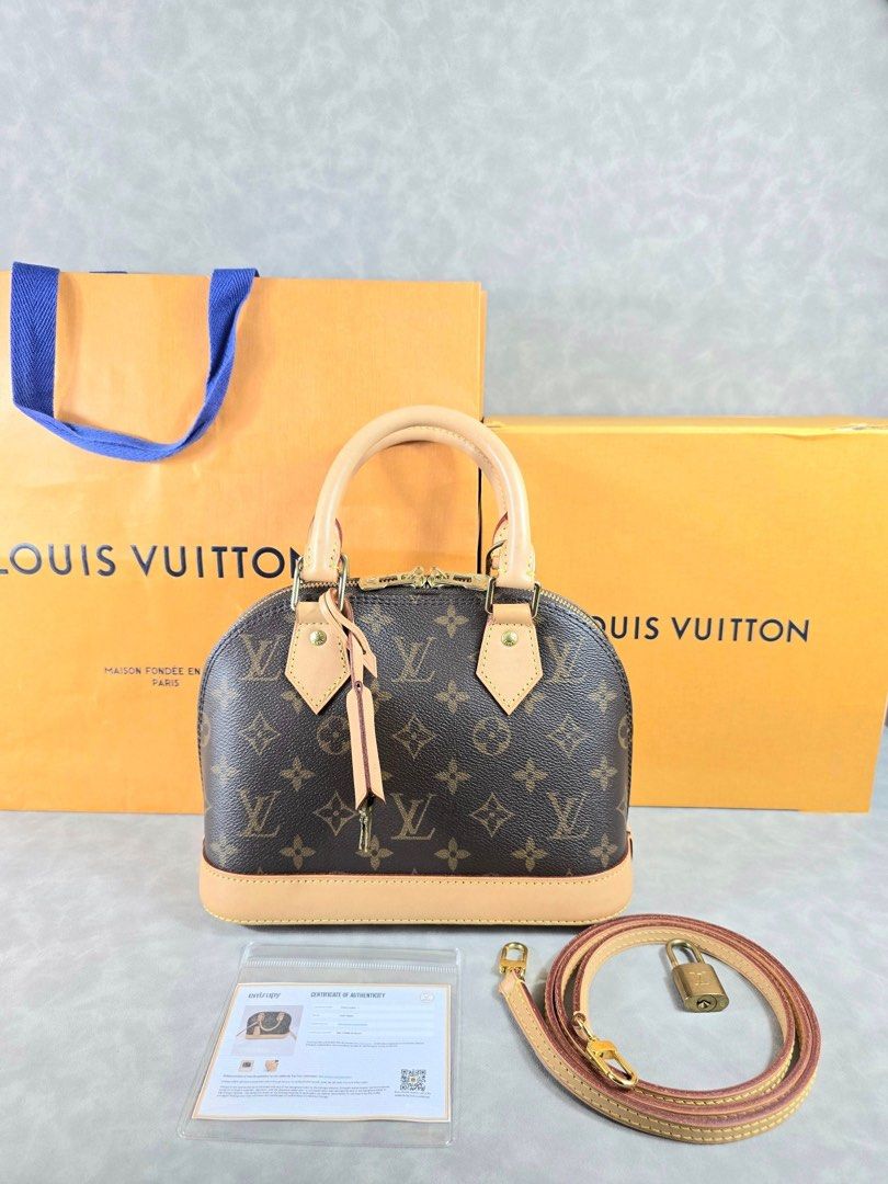 Authentic Louis Vuitton BB Alma Monogram (Category: Luxury Bags & Wallets) located in Taguig. Submitted by luxchelry (Listing ID 1462584834, Image 1). Description: Alma BB Monogram(Microchip) ♦️Comes with detachable strap, lock and keys, entrupy, box and paperbag ♦️9.2/10 ♦️Any discoloration is due to lighting only. ✨️P59000✨️ 📍Taguig All items are 100% authentic. Money back guarantee if the item is proven fake. Disclaimer: All product names, lo