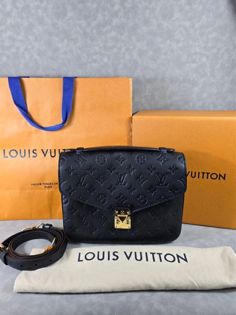 Authentic Louis Vuitton Pochette Metis Empreinte (Category: Luxury Bags & Wallets) located in Taguig. Submitted by luxchelry (Listing ID 1462585224, Image 1). Description: Pochette Metis Empreinte ♦️Comes with detachable strap, dustbag, box and paperbag ♦️9.5/10 ♦️Any discoloration is due to lighting only. ✨️P78000✨️ 📍Taguig All items are 100% authentic. Money back guarantee if the item is proven fake. Disclaimer: All product names, logos, brand