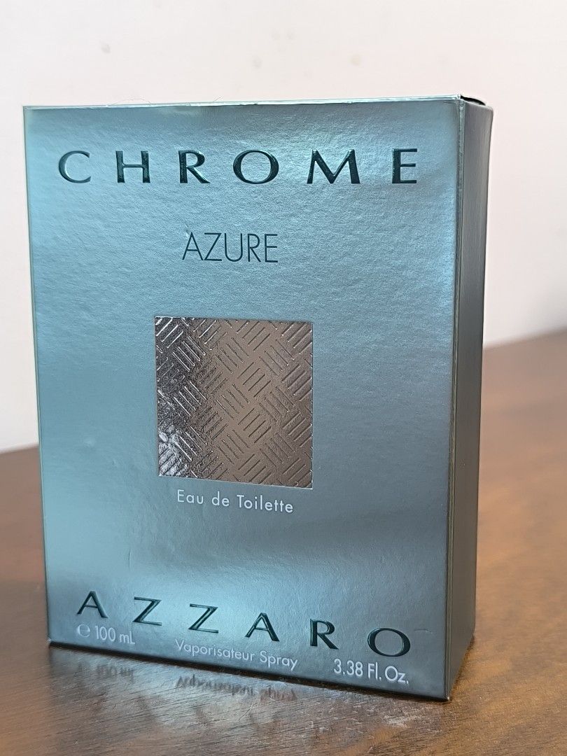 Azzaro Chrome Azure Eau de Toilette 100ml (Category: Fragrance & Deodorants) located in Cavite. Submitted by iammrsdr (Listing ID 1462499825, Image 1). Description: 💎 AZZARO CHROME AUTHENTICITY Glass Lettering: The branding is cleanly molded directly into pristine, crystal-clear glass. Solid Cap: The square cap has a heavy, solid metallic feel and snaps tightly. Batch Codes: The code stamped on the box matches the code engraved on the bottle bot