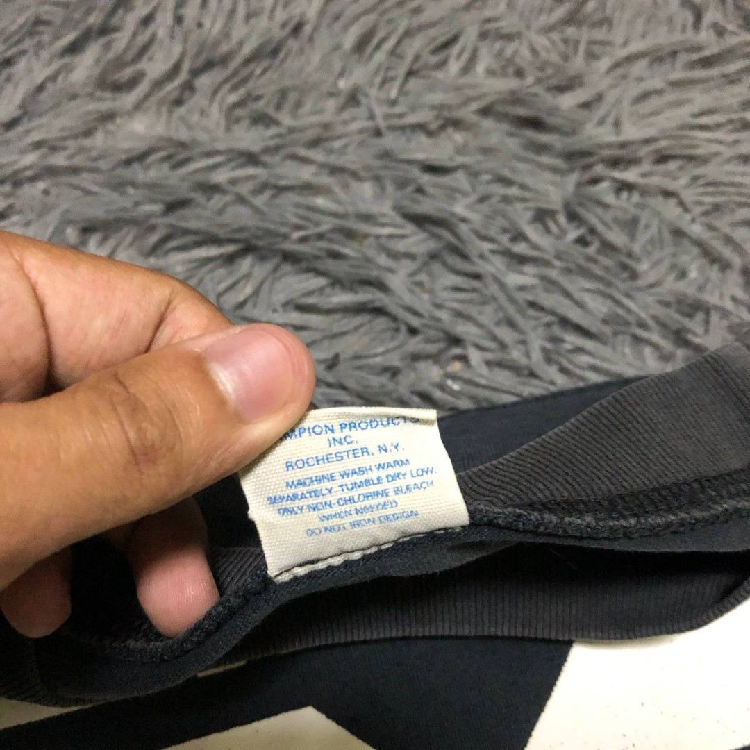 Bape x Champion Shirt (Category: Tshirts & Polo Shirts ) located in Camiling. Submitted by thriftscape2024 (Listing ID 1462563122, Image 3). Description: Excellent Condition Color rate: 9/10 Issue: mini fade and hairline Dimes: W20xL27.