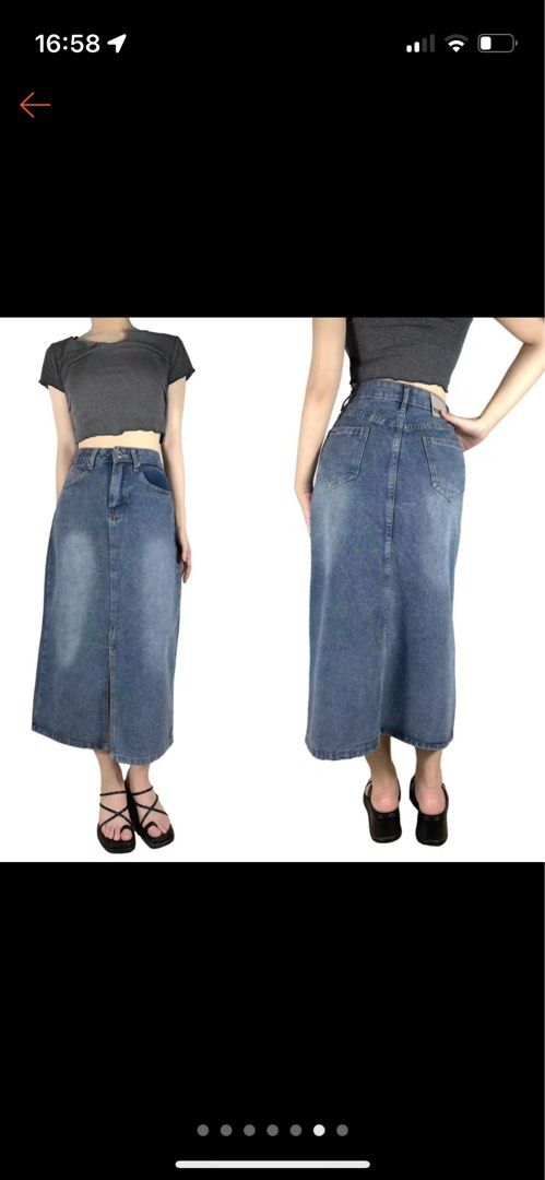 BEEFPOP Blue Denim Midi Skirt Size 26 (Category: Skirts) located in Quezon City. Submitted by _patwishaa (Listing ID 1462553814, Image 1). Description: - BEEFPOP blue denim midi skirt - Size 26 - Front slit detail Delivery thru lalamove/j&t Meetup: Gateway Mall / Ali Mall.
