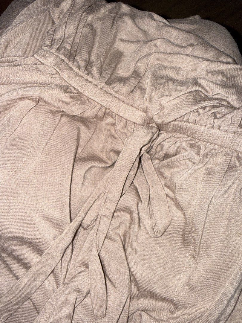 Beige Jumpsuit with Drawstring Waist and Pockets (Category: Jumpsuits) located in Paranaque City. Submitted by roanclauds (Listing ID 1462536007, Image 3). Description: - Comfy beige cotton jumpsuit - Elasticated drawstring waist with tie - Side pockets - Short sleeves - Relaxed fit - Ideal for casual wear - Easy to style - Fits S-M body frame.