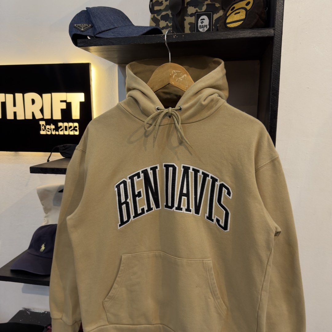 Ben Davis Khaki Embroidered Script Hoodie (Category: Hoodies) located in Manila. Submitted by jerichomal82553 (Listing ID 1462649553, Image 2). Description: Ben Davis Khaki Embroidered Script Hoodie 20 by 24.5 Good Condition Complete Tags CLAIM 2K.