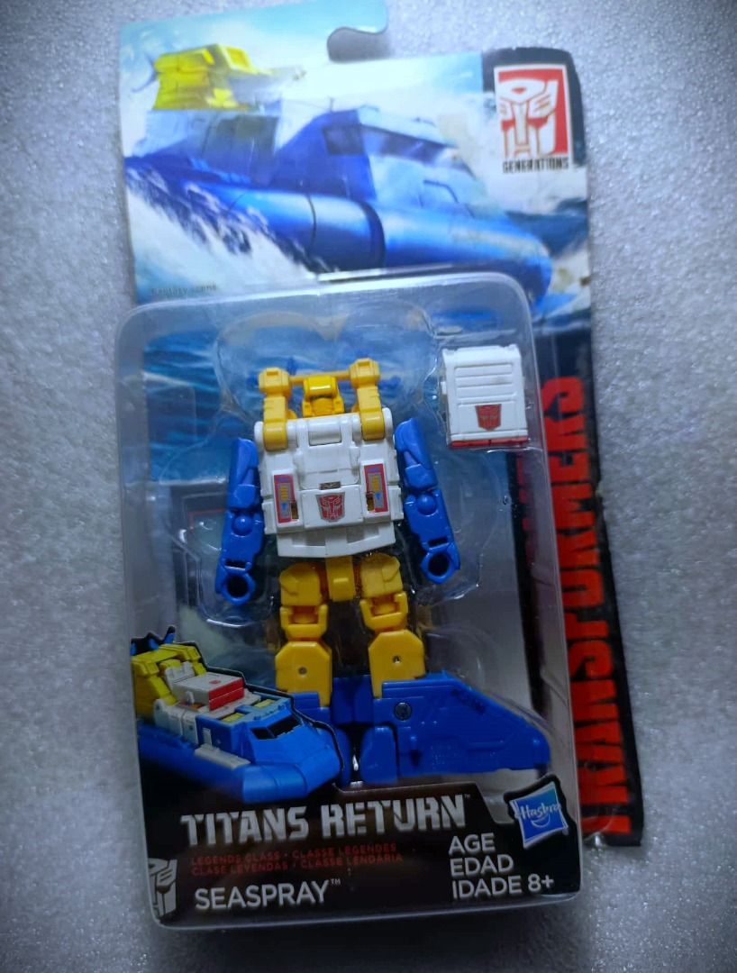 BIB Titans Return SEASPRAY Hasbro Legend Class Autobot Transformers (Category: Figurines & Statues) located in Pasay City. Submitted by Chariselyn (Listing ID 1462642490, Image 1). Description: BIB Titans Return SEASPRAY (800+sf) Hasbro Legend Class Autobot Transformers Series: Transformers Generations, 2017 Scale: 3.75 inches Stock: 1 Box Condition: 9/10 Issues: 0 Accessories: complete Mode of Payment: GCash or through your rider Shipping option