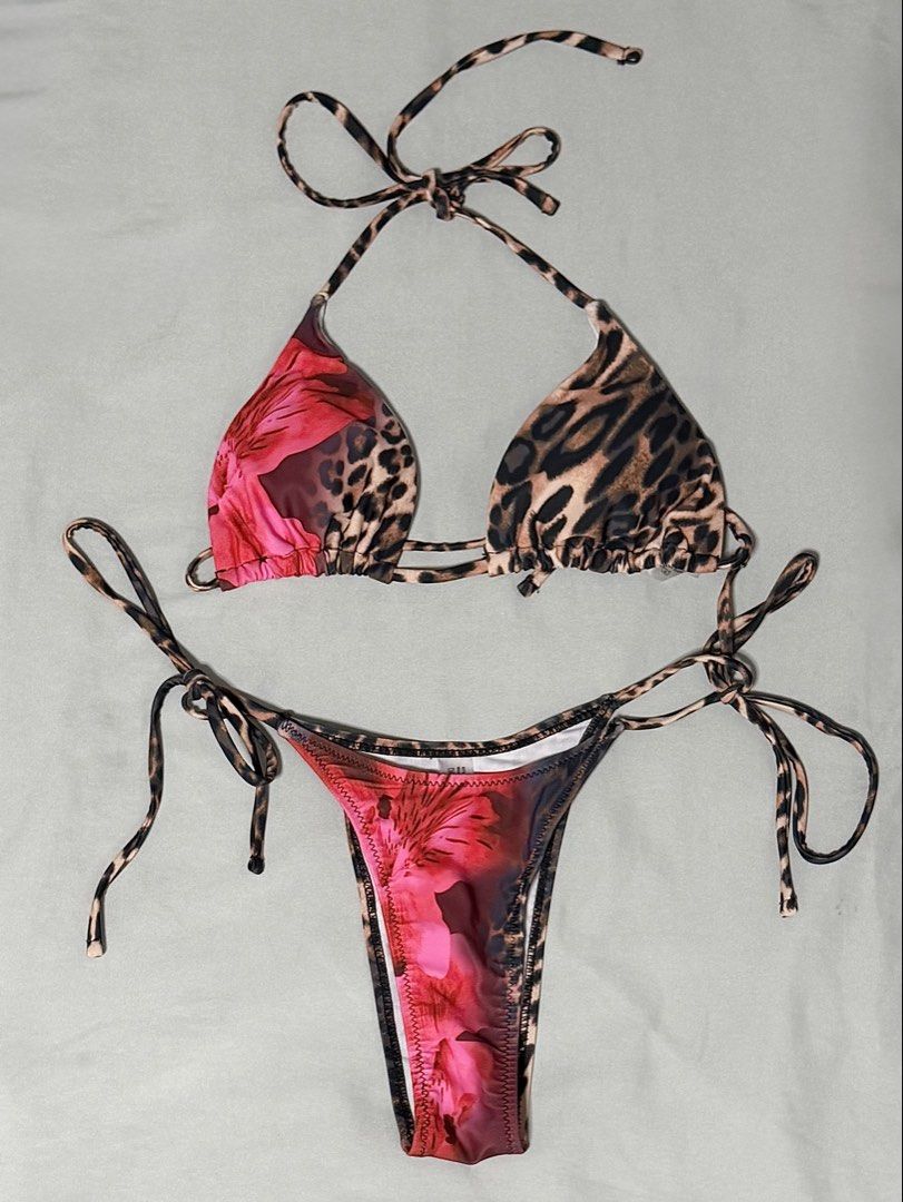 bikini set (Category: Bikinis & Swimsuits) located in Caloocan City. Submitted by chiblonded (Listing ID 1462548886, Image 2). Description: - Adorable bikini set with matching mesh skirt. - Features a chic leopard print with delicate floral accents. - Bikini top with adjustable neck and back ties for a perfect fit. - Easy pull-on mesh skirt. - Ideal for your next beach or pool adventure!.
