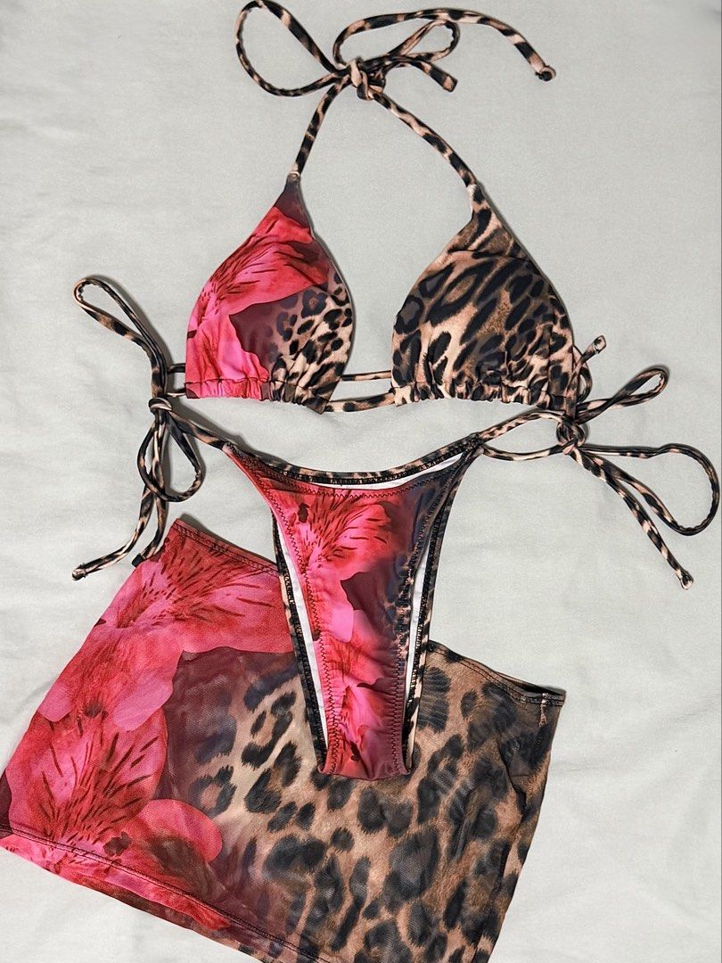 bikini set (Category: Bikinis & Swimsuits) located in Caloocan City. Submitted by chiblonded (Listing ID 1462548886, Image 1). Description: - Adorable bikini set with matching mesh skirt. - Features a chic leopard print with delicate floral accents. - Bikini top with adjustable neck and back ties for a perfect fit. - Easy pull-on mesh skirt. - Ideal for your next beach or pool adventure!.