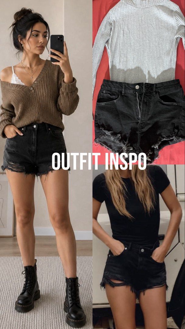 Black Denim Ripped Shorts Size 27-30 (Category: Shorts) located in Las Pinas. Submitted by everythingandanything00 (Listing ID 1462520786, Image 2). Description: - Black denim shorts - Ripped details - Stretchable material fits sizes 27 to 30 - Frayed hem for a cool vibe - Ideal for casual outfits - Versatile for pairing with sweaters or tees.