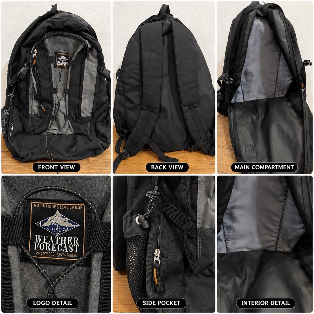 black Weather Forecast bungee backpack L20xW16in (Category: Backpacks) located in San Fernando. Submitted by japansurpluselyu (Listing ID 1462546657, Image 1). Description: .