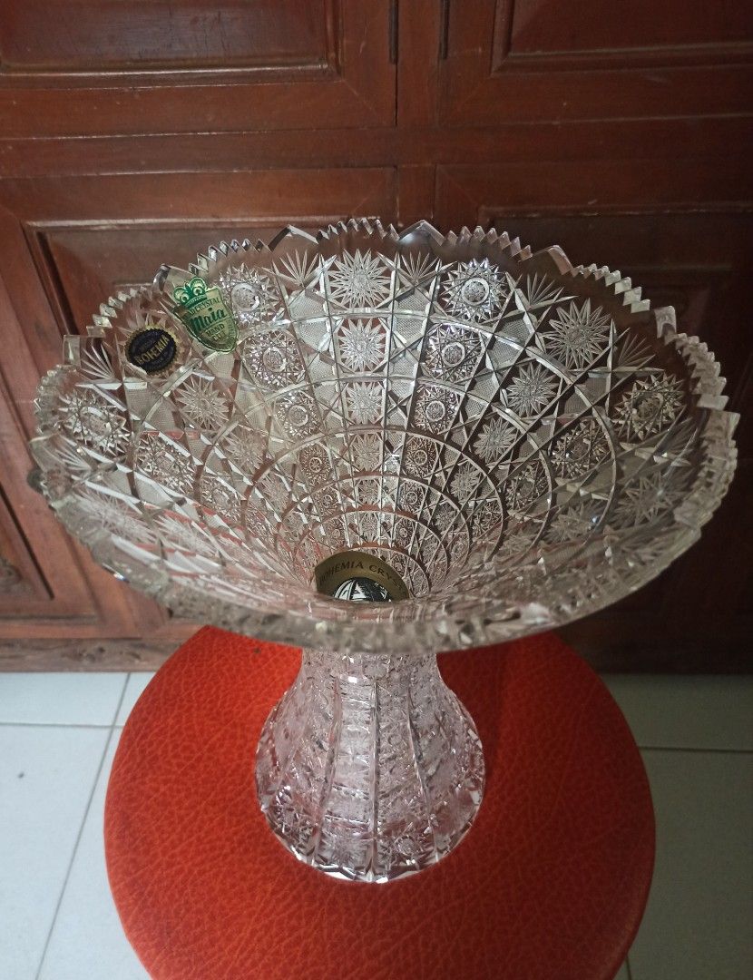 Bohemia Crystal Glass Vase (Category: Vases & Decorative Bowls) located in Iligan City. Submitted by mei.oredalas (Listing ID 1462490111, Image 2). Description: 25 cm d (top) 29 cm h vintage classic intricate timeless precious elegant crystal vase; large and heavy This is actually much bigger in person than it looks in the photos..