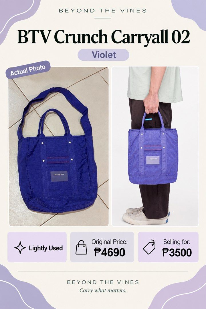 BTV CRUNCH CARRYALL 02 (Category: Cross-body Bags) located in Rizal. Submitted by maeminishop (Listing ID 1462443994, Image 1). Description: 📣 𝘽𝙀𝙔𝙊𝙉𝘿 𝙏𝙃𝙀 𝙑𝙄𝙉𝙀𝙎 𝘽𝘼𝙂𝙎 𝙁𝙊𝙍 𝙎𝘼𝙇𝙀 📣 Rfs: Decluttering 💕 All are original store and website bought for personal use. Letting go of some items which are lightly used to unused. Most are only used once 🤧 some have tags pa. Some have small scratch on metal wear most have no flaws. 🙅�