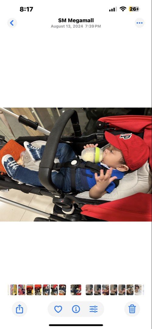Bugaboo Stroller Red Canopy (Category: Strollers) located in Pasig City. Submitted by mixpicks (Listing ID 1462442934, Image 2). Description: - Bugaboo stroller - Red canopy, grey seat - 5-point safety harness - Easy to maneuver, perfect for city life - Folds for convenient storage - Minor scuffs from normal use.