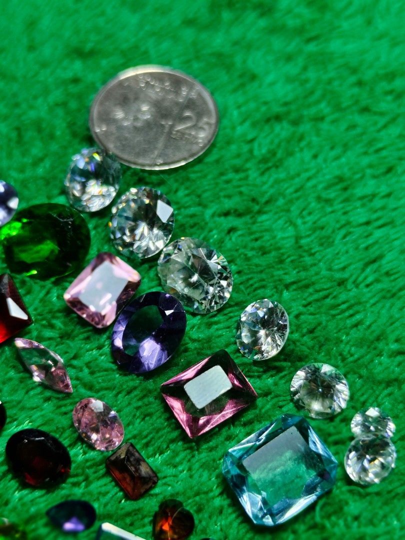Bulk Assorted faceted craft Gems mixed color or cuts (Category: Precious Stones) located in Rizal. Submitted by villacorta14757 (Listing ID 1462639146, Image 3). Description: These did not passed standard natural gemstones testing. Selling as bulk not per piece. 42 Pcs assorted color & cuts 16.93 grams *Disclaimer These did not passed standard natural gemstones testing. Selling as a bulk bundle lot. Assorted shapes, cuts and colors. (red, purple,