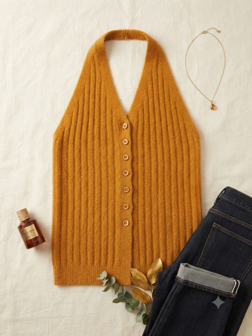 Knitted Button Down Halter Top (Category: Others Tops) located in Las Pinas. Submitted by dnbrbnt (Listing ID 1462488641, Image 1). Description: size med to semi large super nice in actual loc. las piñas.