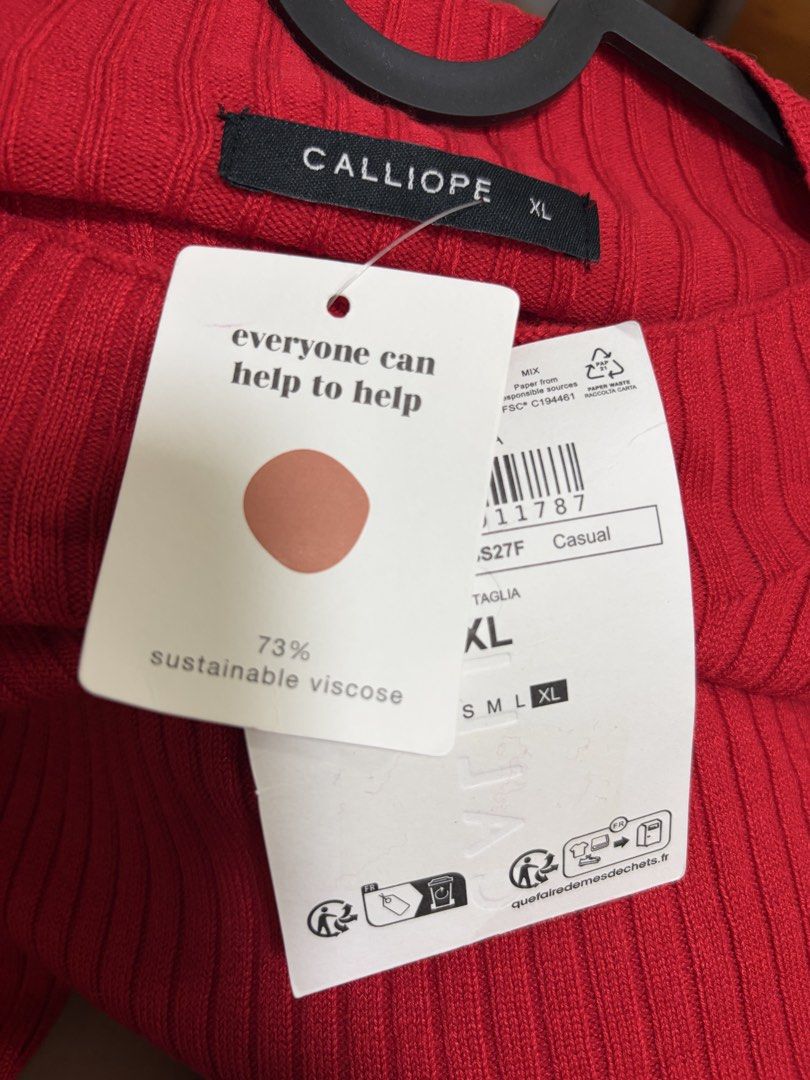 Calliope red ribbed knit sweater (Category: Longsleeves) located in Santol. Submitted by lululane (Listing ID 1462623336, Image 3). Description: S-L.