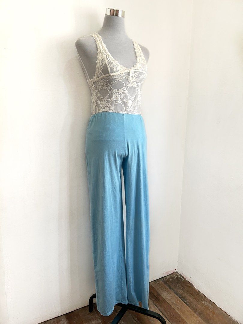Calvin Klein Sky Blue Pajama Pants (Category: Undergarments & Loungewear) located in Quezon City. Submitted by cooroe.mnl (Listing ID 1462543200, Image 3). Description: Waist 24-32, length 39 9.9/10 (has stain at the hem) .