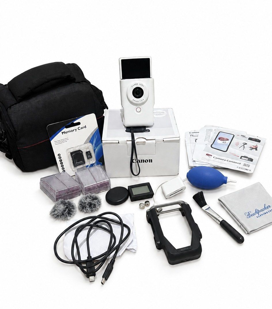 Canon Powershot V10 (Category: Cameras) located in Manila. Submitted by mijareszophia8 (Listing ID 1462610755, Image 1). Description: ★ Canon PowerShot V10 WHITE! 📸 ╰─➤ ₱15,999! FIXED ✨ COMPACT VLOGGING CAMERA! 🔥 ✨ COMPLETE SET • READY TO USE ✨ Body condition: Can pass as brand new! ✨ 📸 Specs: • 20.9MP CMOS Sensor • 4K UHD Video Recording • 19mm Wide-Angle Lens • Built-in Stereo Microphones • 3.0” Touchscreen LCD • Built-in Kickstand • Vertica
