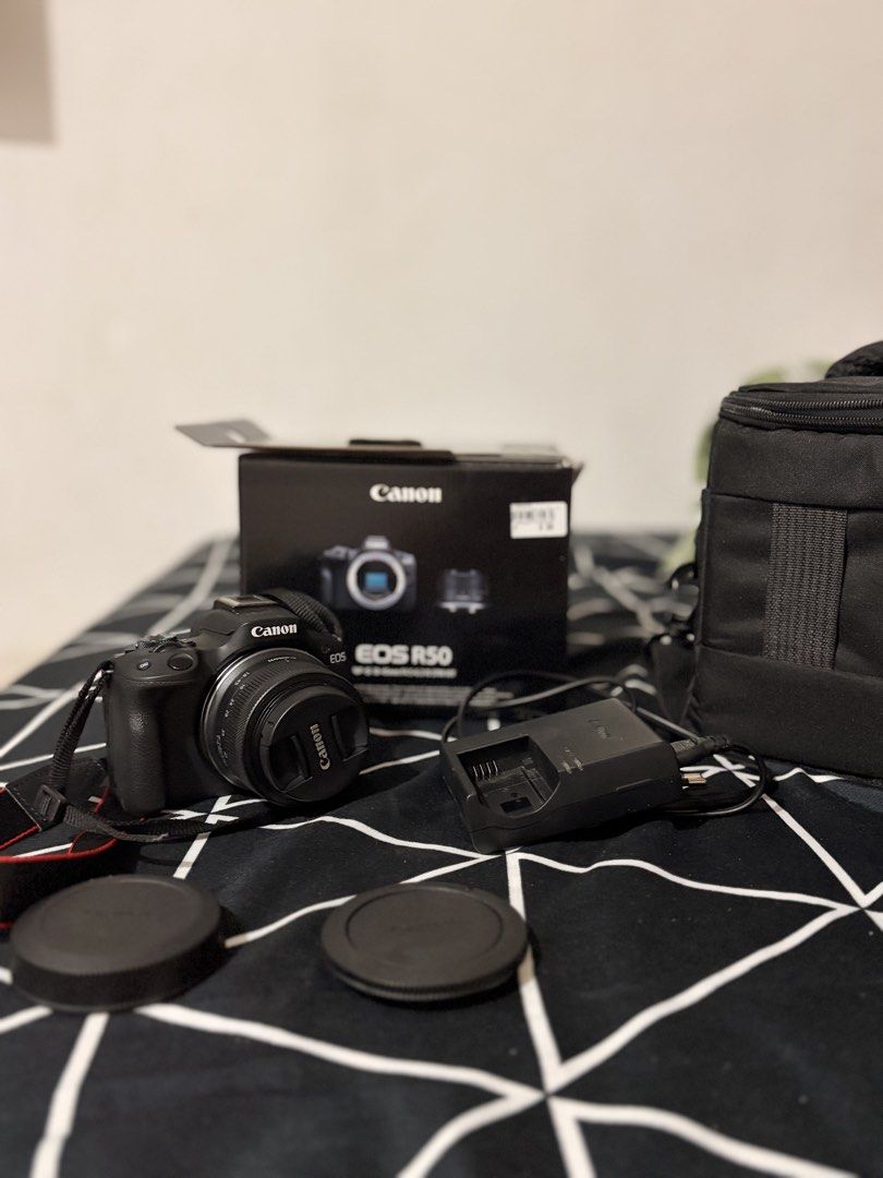 Canon R50 (Category: Cameras) located in Lipa City. Submitted by mike_0005 (Listing ID 1462556200, Image 1). Description: Canon EOS R50 roi - For Sale Specifications: * 24.2MP APS-C CMOS Sensor * DIGIC X Image Processor * UHD 4K 30p Video Recording * Dual Pixel CMOS AF II with 651 AF Points * 2.36M-Dot Electronic Viewfinder * 3.0"1.62M-Dot Vari-Angle Touchscreen * Up to 15 fps Electronic Shutter * Movie for Close-Up Demos Mode * Vertical Movie Mo