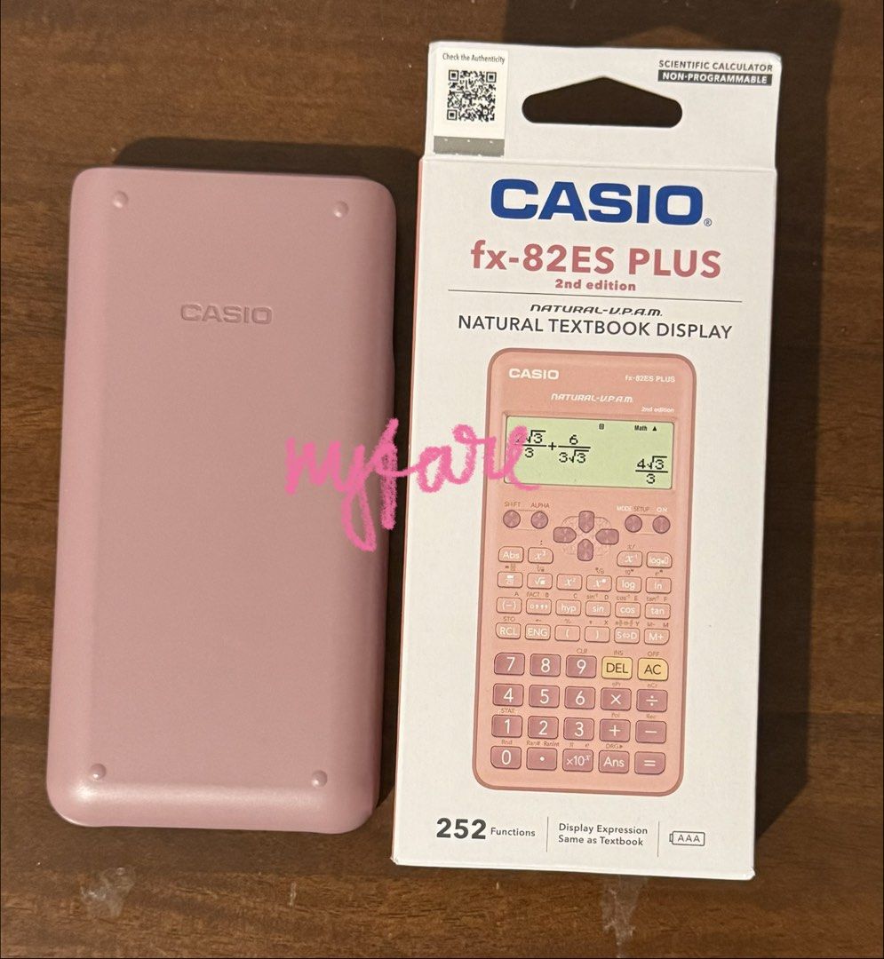 CASIO fx-82ES PLUS - PINK (Category: Other Gadgets) located in Davao. Submitted by nyfare (Listing ID 1462616535, Image 2). Description: — bought during 8.8 from shapi — used a few times lang but has scratches at the back >< tho noticeable lang under direct light! — complete inclusions except yung plastic but can provide naman a bbl wrap for the sci cal inside the box! — rfs: not allowed pala 2nd ed sci cal sa boards TT — mop: gcash — mod: jnt — 