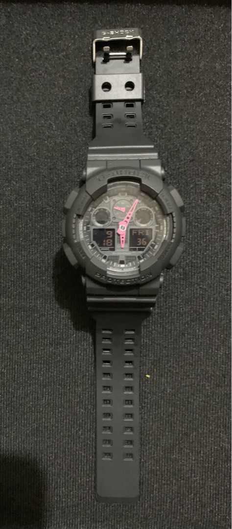 Casio G-Shock GA-100 (Category: Men's Watches) located in Taytay. Submitted by tropamon_tcg (Listing ID 1462567816, Image 2). Description: Authentic G-Shock Watch GA-100 Brand new replacement bezel and strap (matte black). Brand new battery installed. All buttons and functions working. Please manage expectations. This is a a used item. No warranty. No returns. Open to offers. Location: Taytay, Rizal.