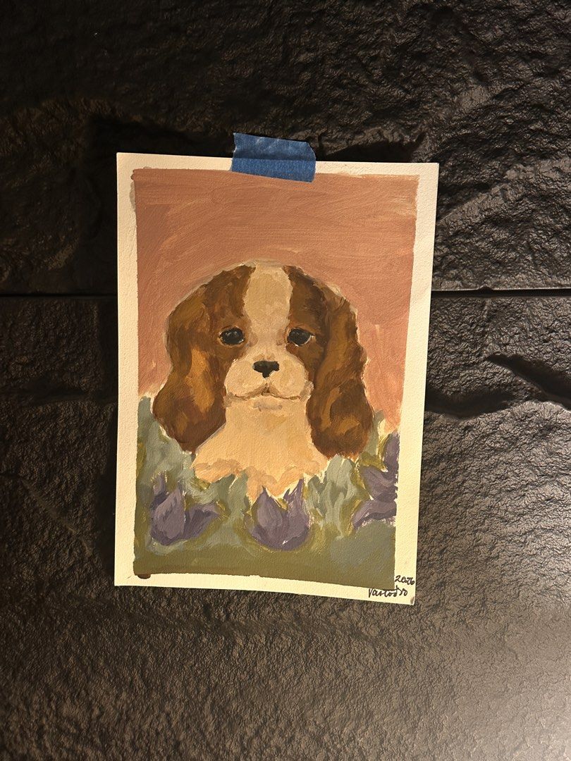 Cavalier King Charles Spaniel Original Painting (Category: Art & Prints) located in Manila. Submitted by vccustods339 (Listing ID 1462568621, Image 1). Description: Acrylic on A4 Canvas Paper! No frame! Selling as is, a one for one original piece! Ty for supporting local artists 💓✨.
